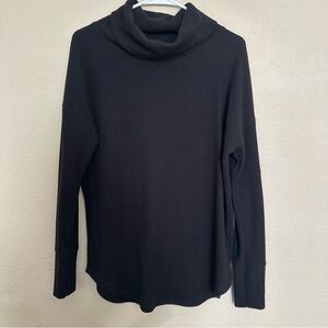 Time and Tru Black Cowl Neck Waffle Top